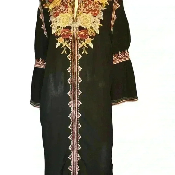 Johnny Was Hailee Floral Print V-Neck 3/4 Bell Sleeve Ruffle Hem  Dress Size L. - Picture 5 of 12